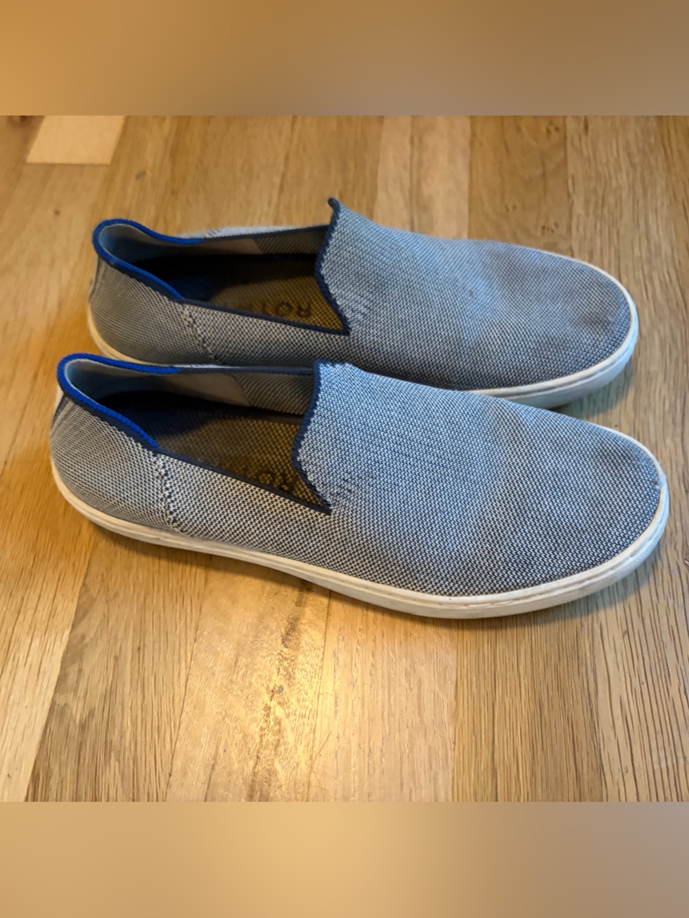 Rothy's Gray Slip-On sneakers with Blue Trim